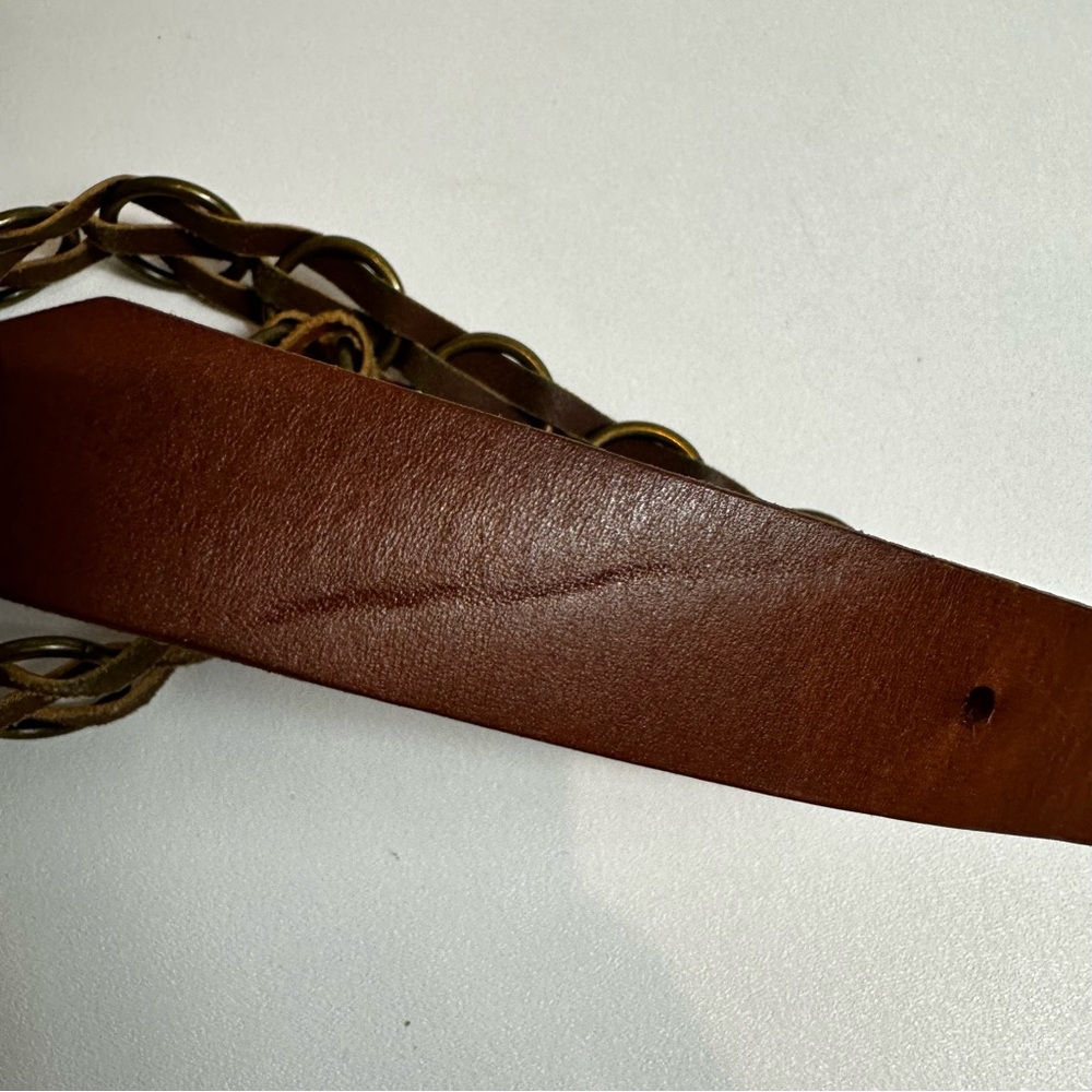 Express Brown Leather Woven Chain Style Belt - Picture 7 of 13